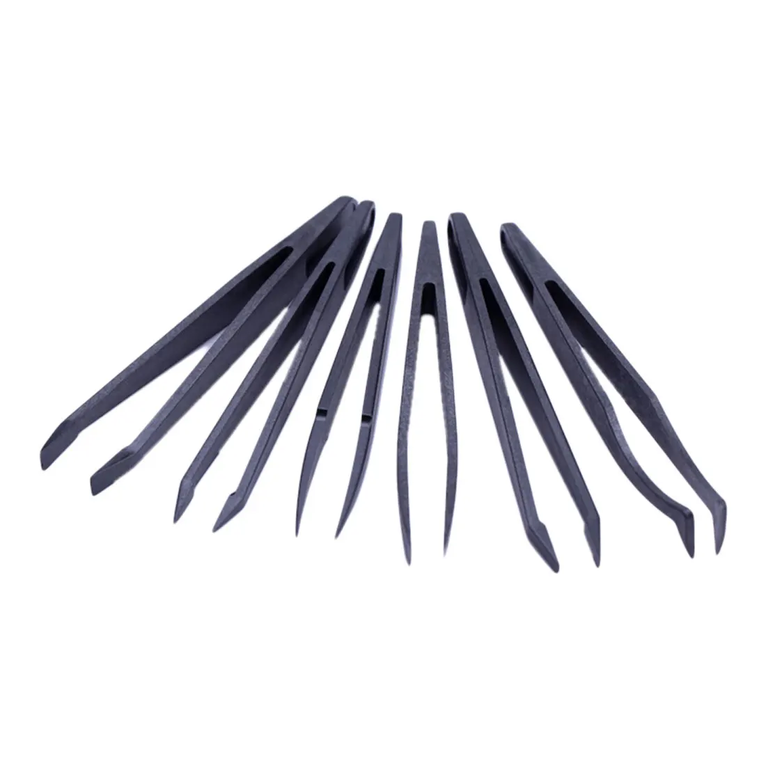 

6pcs Anti-static ESD Plastic Tweezers Set Pointed Flat Curved Tips Tweezers for Electronics Phone PCB Repair Tools Kit