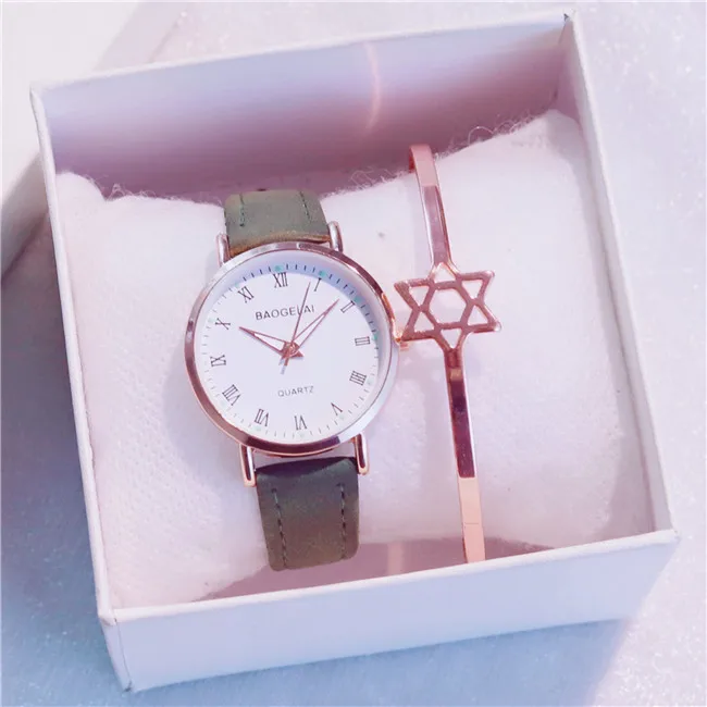 Вишневые розовые простые часы Reloj Mujer Круглые Женские часы из искусственной кожи аналоговые из сплава часы Relogio Feminino для девушек Подарок