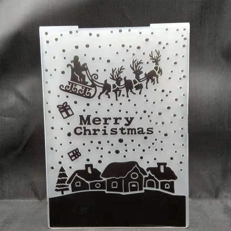 ZATWBS Счастливого Рождества тиснение тарелки дизайн DIY бумаги Вырубные штампы Скрапбукинг пластиковая папка для тиснения