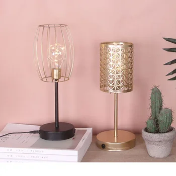 

Simple Ins Nordic Style Iron LED Bedside Lamp Creative 3D Geometric Night Light Bedroom Bedside Home Decorations Ornaments Craft