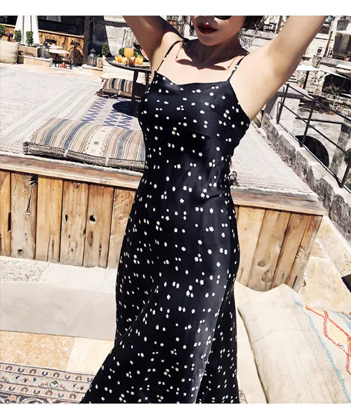 Top Шелковый Атласный французский стиль Маргаритка печати косой вырез Camis и юбка сексуальный комплект - Цвет: Top