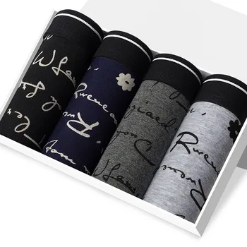

4pcs/lot nanjiren Underwear Men Cotton boxer Man Brand Mens Underpants Male Panties shorts U convex pouch boxers men Breathable