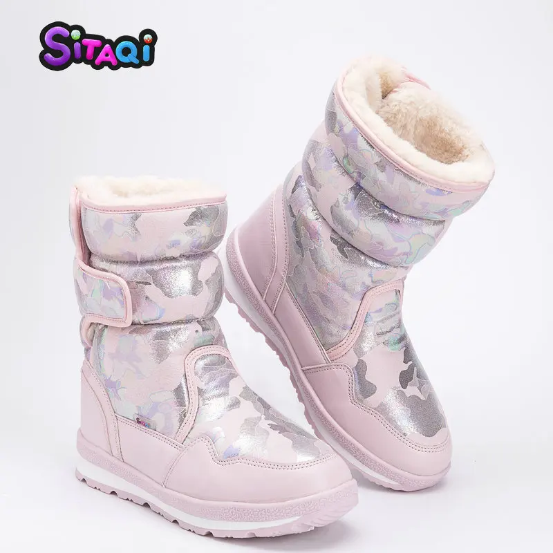 705pink Г. Новые детские ботинки розовые зимние ботинки для маленьких девочек зимняя теплая обувь из чистой шерсти женские ботинки Нескользящие детские ботинки - Цвет: 705pink