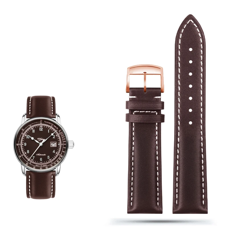Blue Genuine Leather Watch Band Strap, 21mm/22mm – Premium Replacement Watch Strap Belt Bracelet