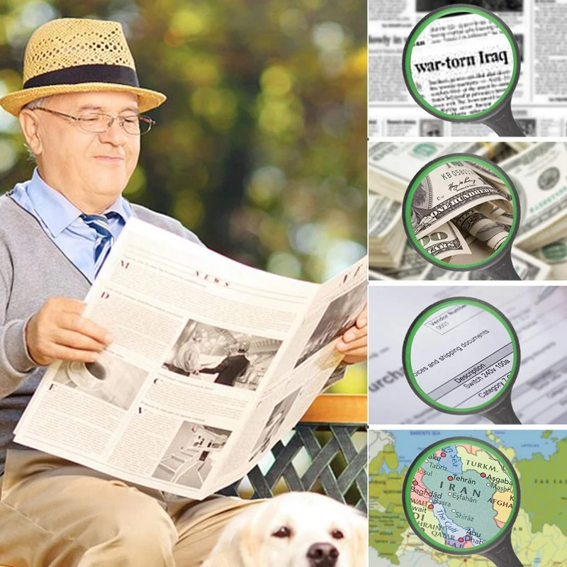 New-2Pcs Non-Slip Soft Handle 75Mm 10X Magnifying Glass, Hand-Held Reading Magnifier, Thick Rubber Frame, for Newspaper Reading