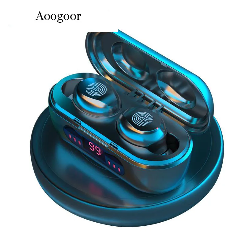 Aoogoor V8 Wireless Headphones Bluetooth V5 0 TWS Hifi Stereo Touch Control Earphone with Microphone