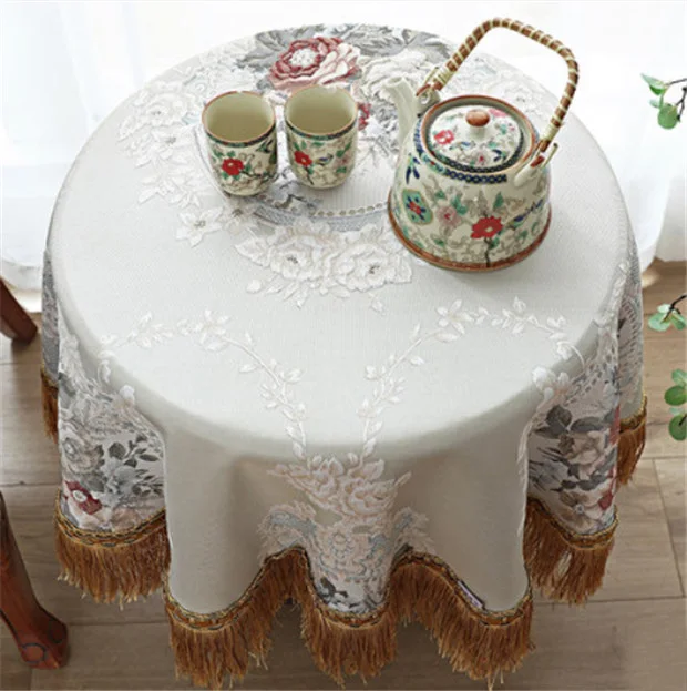 Design 3 Роскошный маленький круглый стол тканевая крышка прямоугольная клетка, жаккард скатерти с цветочным узором отель Пыльник скатерть кисточкой Tapete - Цвет: Design 3