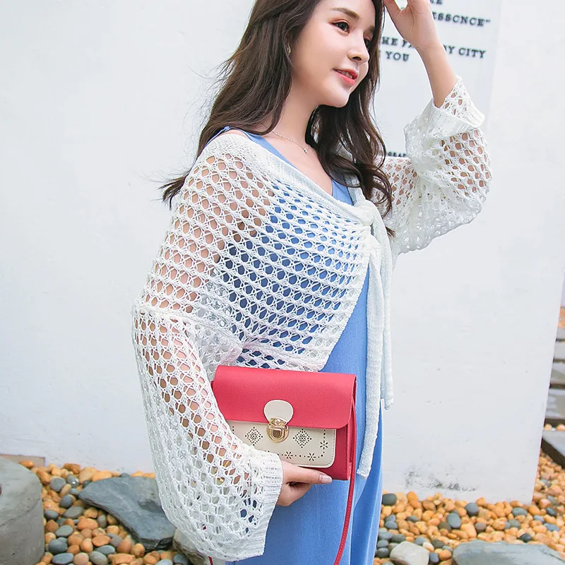 

2019 Summer And Autumn New Style Korean-style Cool Contrast Color Hollow out Decorative Pattern Simple Square Sling Bag Women's
