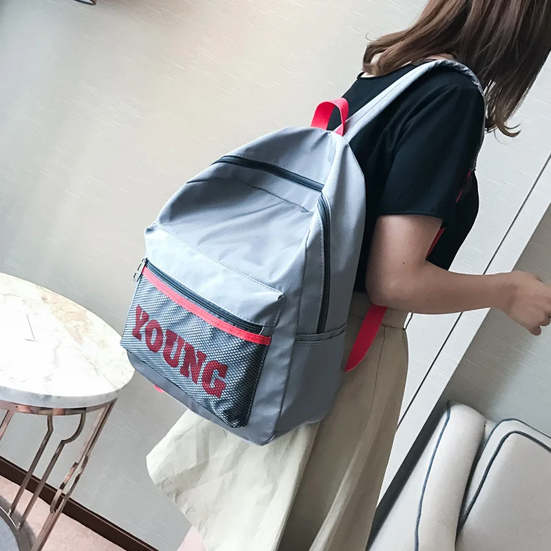 

2017 New Style WOMEN'S Fashion Handbag Solid Color Simple Lettered String Bag Backpack Japanese Korean of Hipster College Style