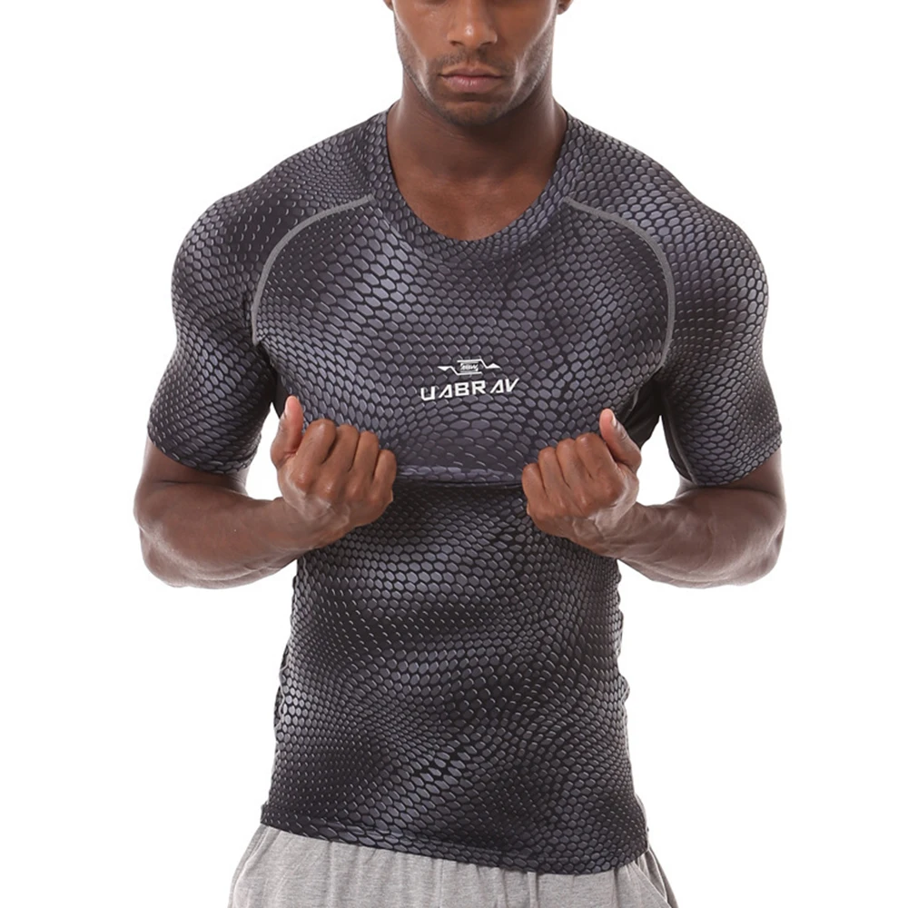 Men's Workout Athletic T-shirt Compression Fast dry Short Sleeved Workout Tops 
