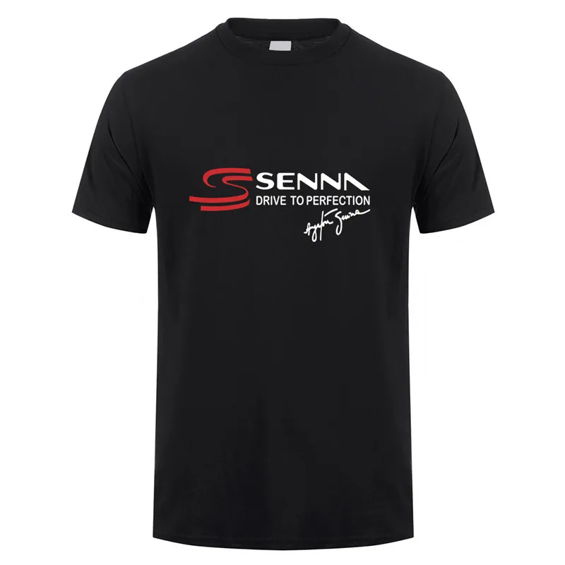 Ayrton Senna футболка для мужчин с коротким рукавом Хлопок Senna Drive to Perfection Футболка Топ футболки LH-148 - Цвет: Black
