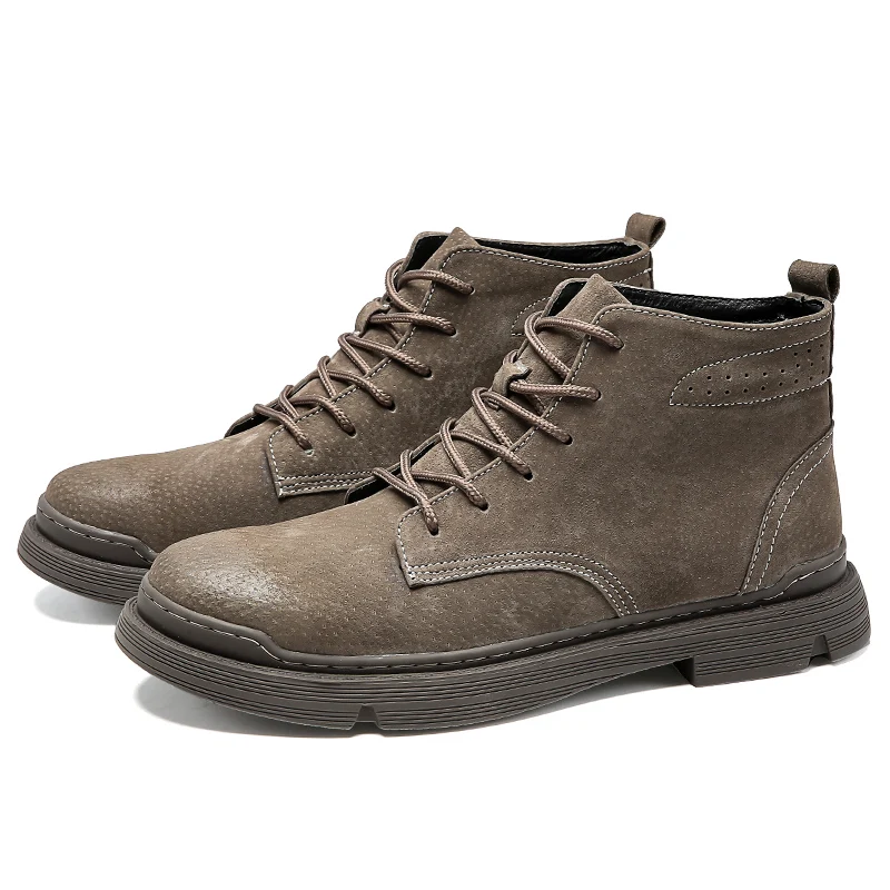 SK-H15772-Brown fur SKINDEEP/; Модные Кожаные Ботинки martin; Уличная обувь на шнуровке для мужчин - Цвет: SK-H15772-Brown fur