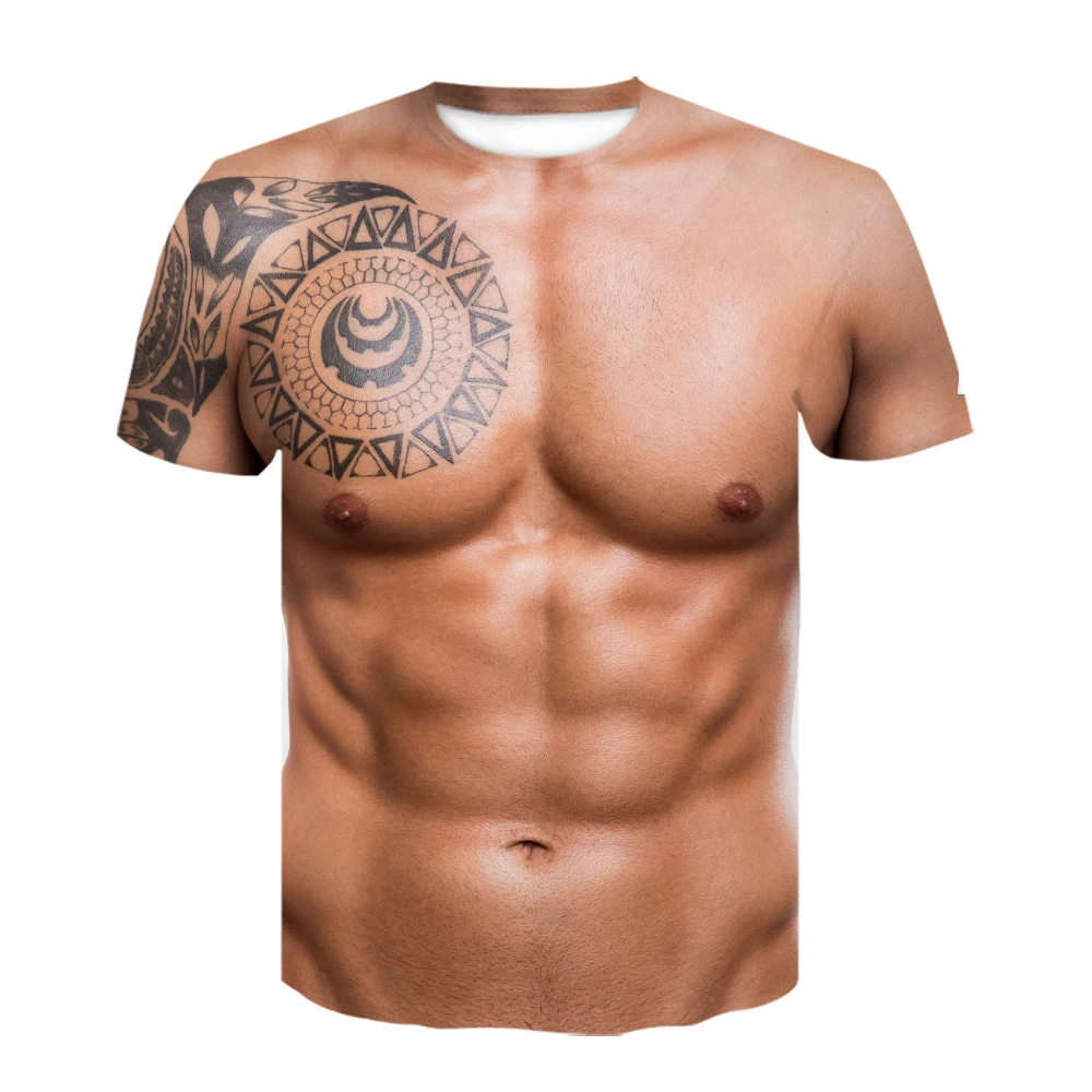 New Funny Six-pack Abs Muscle Tattoos T Shirt For Men Summer Short Sleeve  Tees Cool Streetwear 3d Print Fake T-shirt Dropshiping - T-shirts -  AliExpress