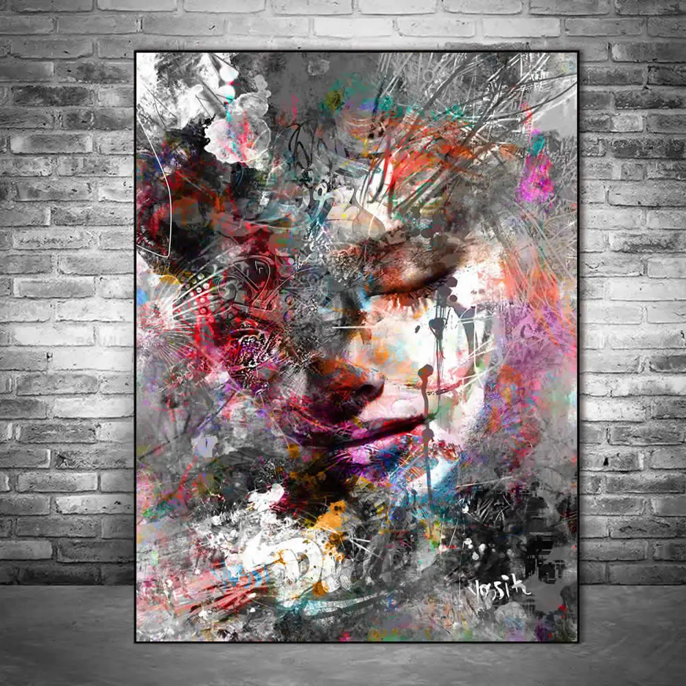 Abstract Girl Wall Paintings Print On Canvas Art Prints Graffiti Modern Pop Pictures For Living Room | Дом и сад