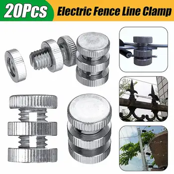 

20Pcs Electric Fence Line Clamp Double Threaded Connection Corrosion Resistant For Fix Or Connect Alloy Wire
