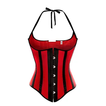 

Striped shoulder strap simple sexy belly women's court corset top