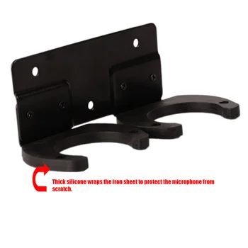 

Show Stands Mic Accessories With Screws Holder Organizer Wall Mounted Wireless Microphone Hanger Dual-use Double Hook Black KTV