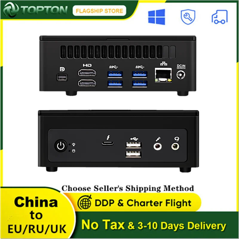 Ультракомпактный мини-ПК Topton i7 1165G7 2 * HDMI DP 8K HTPC Thunderbolt 4 Windows 10/11 2DDR4 NVMe SSD настольный