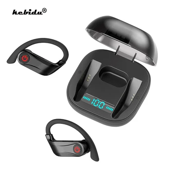 

kebidu TWS Bluetooth 5.0 Earphone With Dual Microphones Ear Hook Wireless Headphone With 950mAh Charging Case For Phone