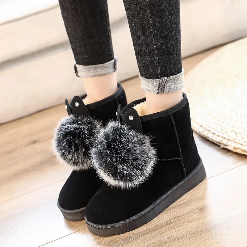 

Johnature Shoes Woman 2020 New Winter Snow Boots Slip-on Round Toe Flat With Platform Boots Sewing Solid Color Plush Ankle Boots