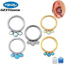 

G23 Titanium Piercing 16G Earrings Hoop Opal Hinged Clicker Tragus Cartilage Nose Septum Helix Ear Clips Body Perforated Jewelry