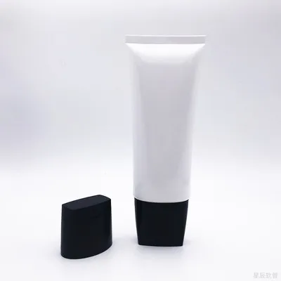 Black Screw Cap 100 г X 50 пустой белый косметический крем для лосьона мягкий трубчатый контейнер, 100 мл РУЧНАЯ упаковочная бутылка для крема плоская трубка для шампуня - Цвет: Black Screw Cap