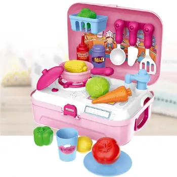 

1Set Pretend Play House Toys Simulated Home Kitchen Kitchenware Carrying Case Bag Box for Kids Educational Toy NEW