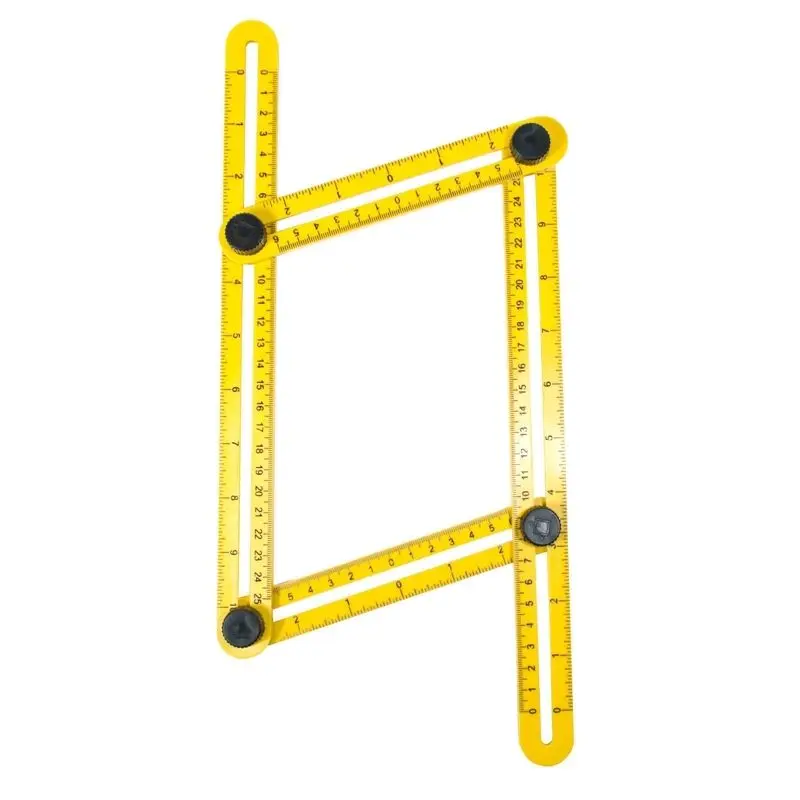 Многоугольная линейка шаблон 4 складной угловой измерительный инструмент кирпичная плитка деревянная угловая продукция складная линейка транспортир - Цвет: Цвет: желтый