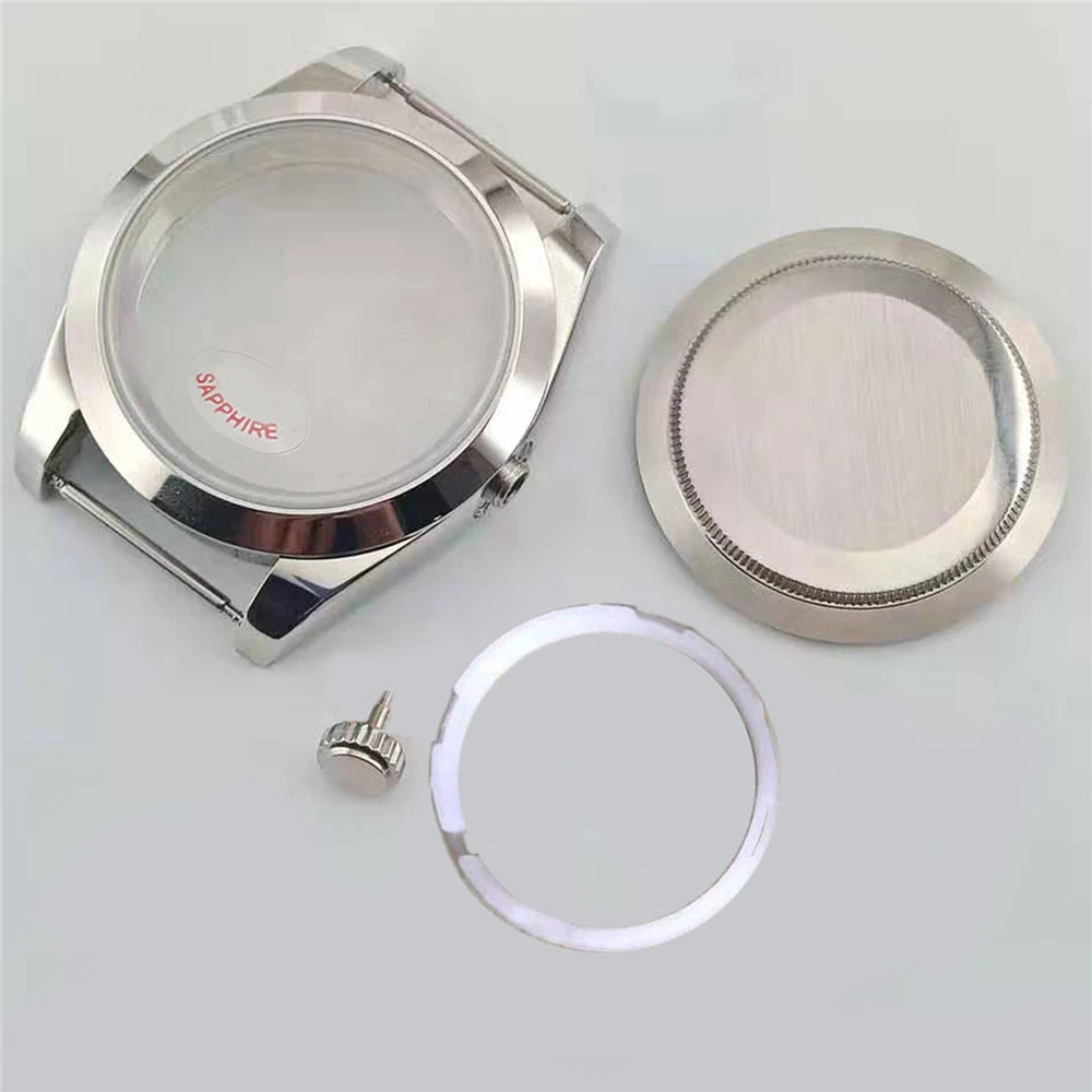 For Miyota 8215 Sapphire Glass Mirror 39mm Stainless Steel Case Solid Bottom Watch Case Cover for Mingzhu 2813/3804 Movement