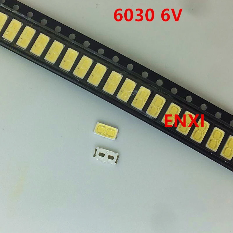 

100PCS SMD LED 6030 6V For LG Innotek Cold White Light Emitting Diode Lamp For TV Backlit Repair LED Lamp Beads