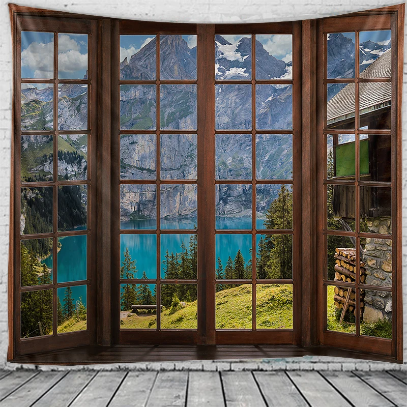 Tapestry Decor 3D window scenery for Bedroom Dormitory Wall hippie wall bohemian style tapestry decor