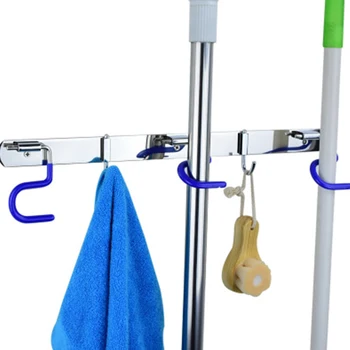 

Stainless Steel Hook Mop Broom Holder Wall Mounted Handle Hanger Storage Rack