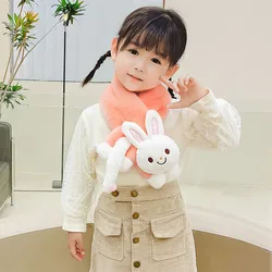 2021 Autumn And Winter New Children's Scarf Long Tail Rabbit Boys And Girls Baby Imitation Rabbit Fur Cross Plush Bib