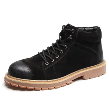 

British fashion men's breathable ankle boots genuine leather shoes outdoor platform tooling shoe lace-up desert boot male botas