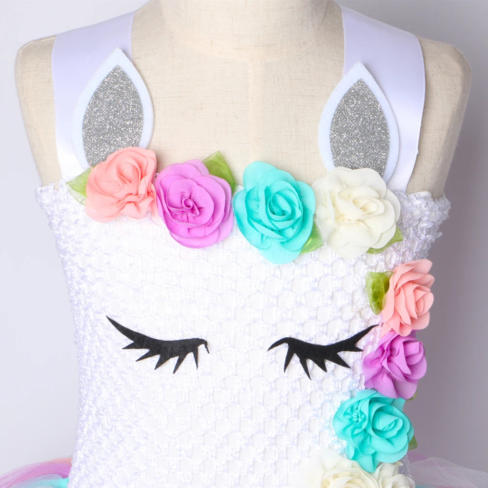 Girls Unicorn Tutu Dress - Pastel Rainbow Princess Costume for Kids - Birthday Party Dress or Halloween Outfit for Children Ages 1-14 image 5