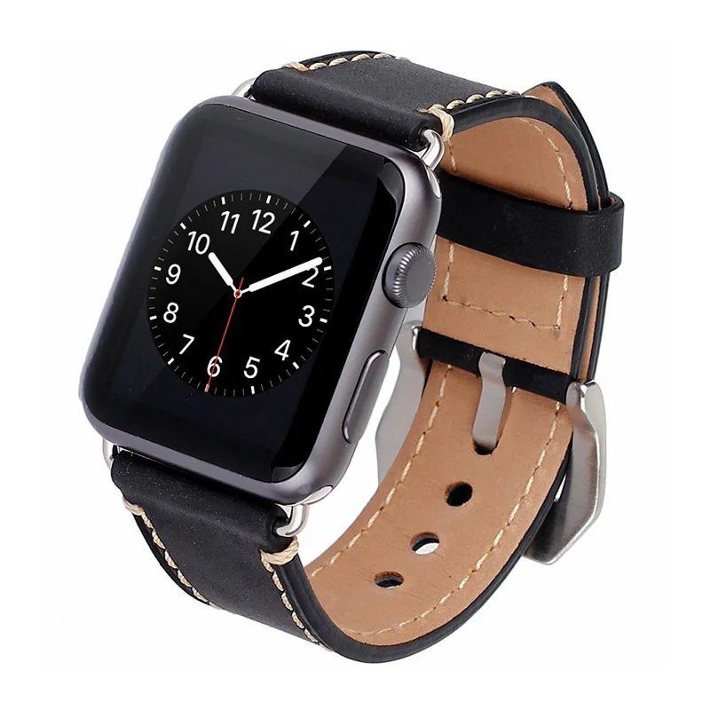Ремешок из натуральной кожи для iwatch SE 6 5 регулируемый браслет воловьей наручных
