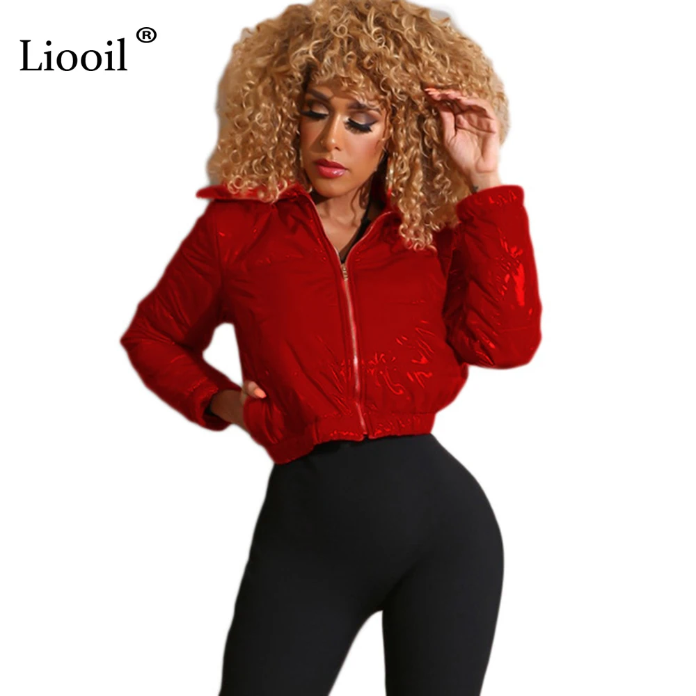 Finest Liooil Warm Winter Coats And Jackets Women 2019 Autumn Streetwear Long Sleeve Zip Up Sexy Short Coa
