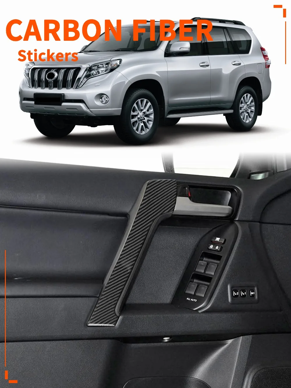 ABS Plastic Car Door Handle Trim Accessories Matte Silver for Toyota Land Cruiser Prado FJ150 150 LC150 2010-2018 Autobro 