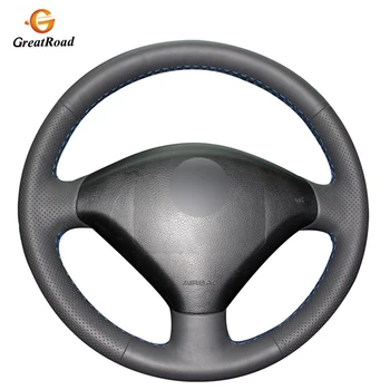 

Handsewing BlackPU Artificial Leather Car Steering Wheel Covers Wrap for Peugeot 307 2001-2008 307 SW 2005-2008