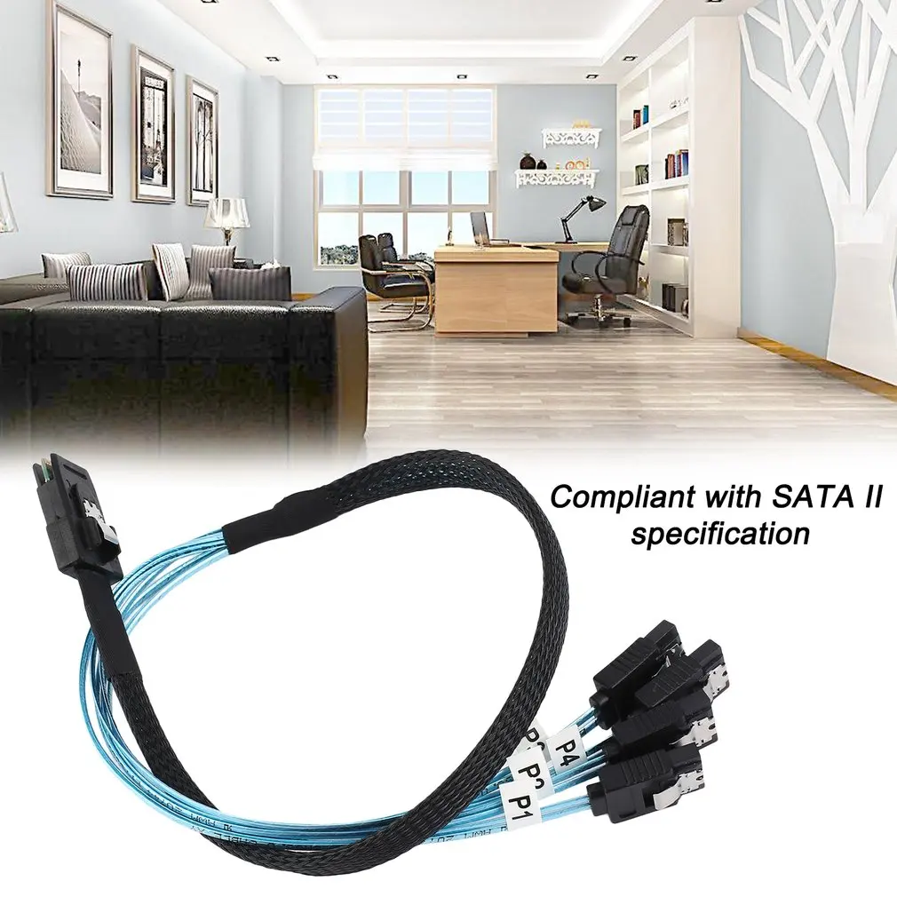 Mini SAS 4i SFF 8087 36P 36 контактный штекер на 4 SATA 7 сплиттер адаптер кабель 0 5 м