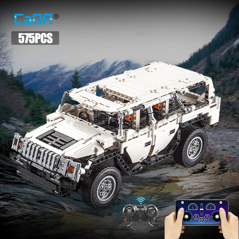 Cada 575Pcs Warrior H2 Remote Control Car Building Blocks City Technical Racing Car AWD SUV RC Bricks Gifts Toys for...