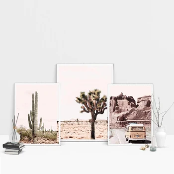 

Cactus Landscape Canvas Art Posters and Prints Bus Painting Palm Wall Picture for Living Room Modern Home Decoration