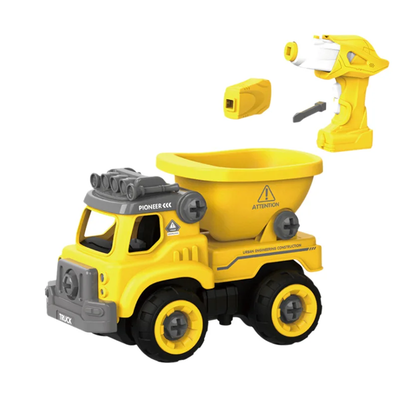 Игрушка RC Truck, самосвал с дистанционным управлением, собранный автомобиль, Желтый игрушечный набор, игрушечный автомобиль с питанием, игрушки для мальчиков и девочек, детский подарок