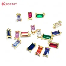 10 шт. 8x4 мм 24K цвет шампанского золото латунь и циркон прямоугольные Подвески для изготовления ювелирных изделий Аксессуары для самостоятельного изготовления