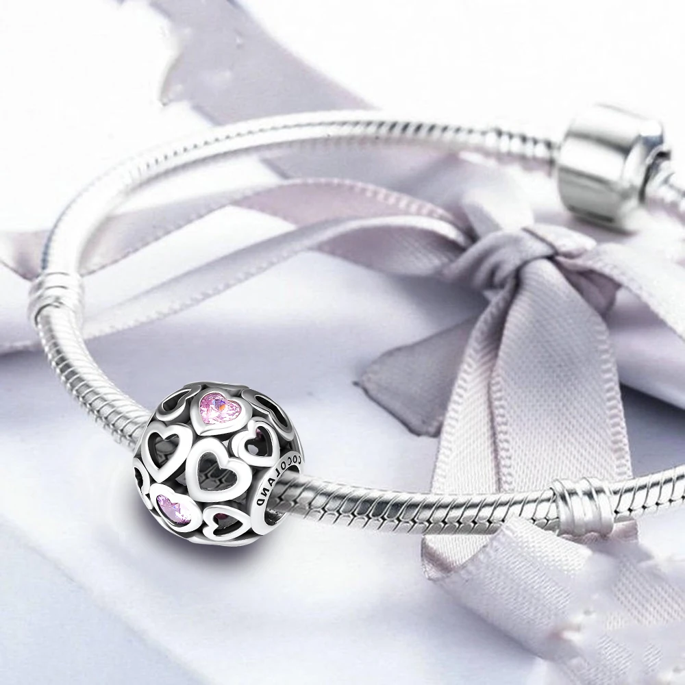 DIY Подходит для Pandora шармы браслеты Любовь все вокруг бусины стерлингового серебра 925-ювелирные изделия