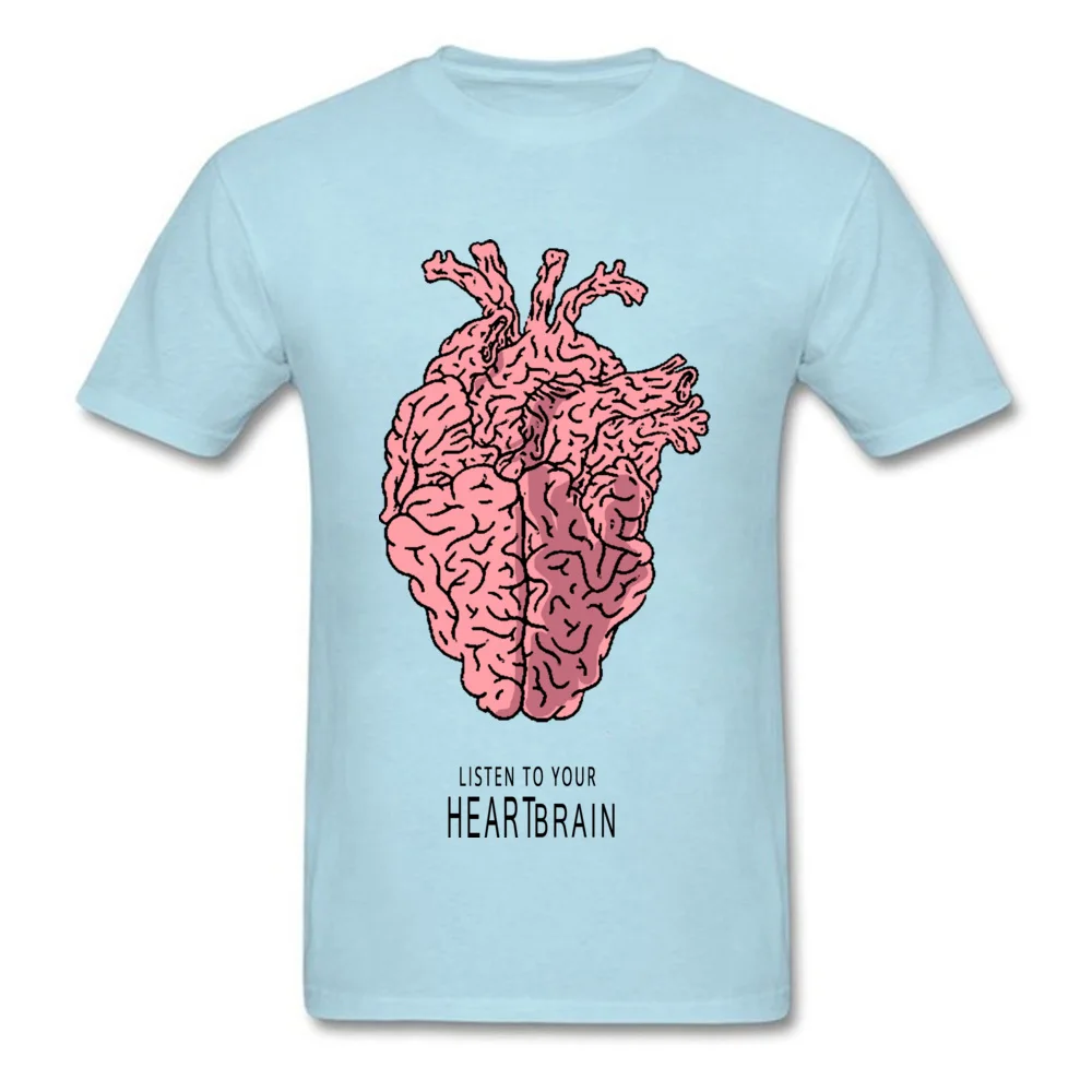 listen-to-your-Heart-Brain-0621 Normal T-shirts for Men 100% Cotton Summer/Autumn Tops & Tees Tee-Shirts High Quality O Neck listen-to-your-Heart-Brain-0621 light