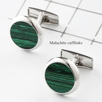 

French Cufflinks High-end Simple Semi-precious Stone Men's Business Wedding Shirt Jewelry Gifts Classic Round Cufflink for Mens