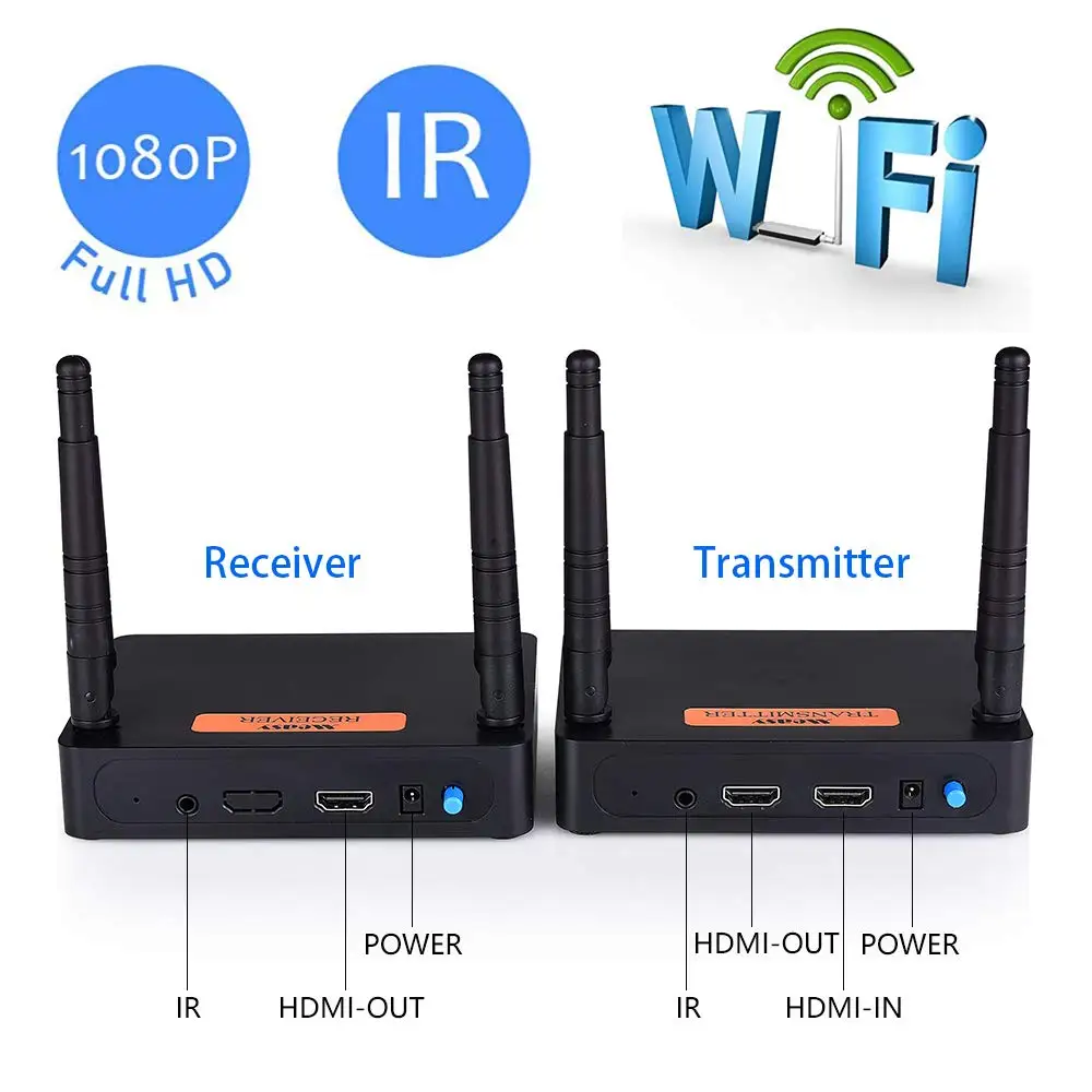 

200M Wireless WiFi Transmitter Receiver 2.4GHz/5GHz 1080P Local Loop-out With IR Remote HDMI-compatible Extender