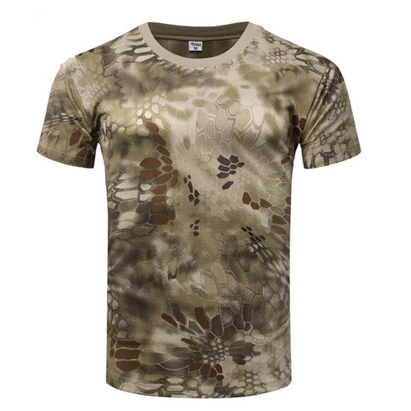 Sport T Shirt Outdoor Camouflage Shirts Camping Tactical T-shirts Men Hiking Hunting Quick Dry Short Sleeve Army Camo Military Airsoft Shirts