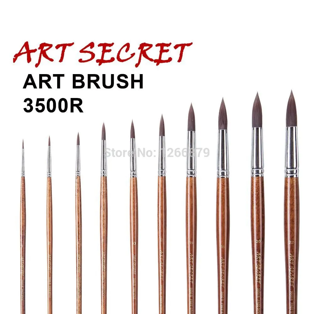 

Artsecret 3500R Painting Brush Importing Taklon Hair Long Wooden Handle Watercolor Acrylic Gouache Art ArtistTools Supplies